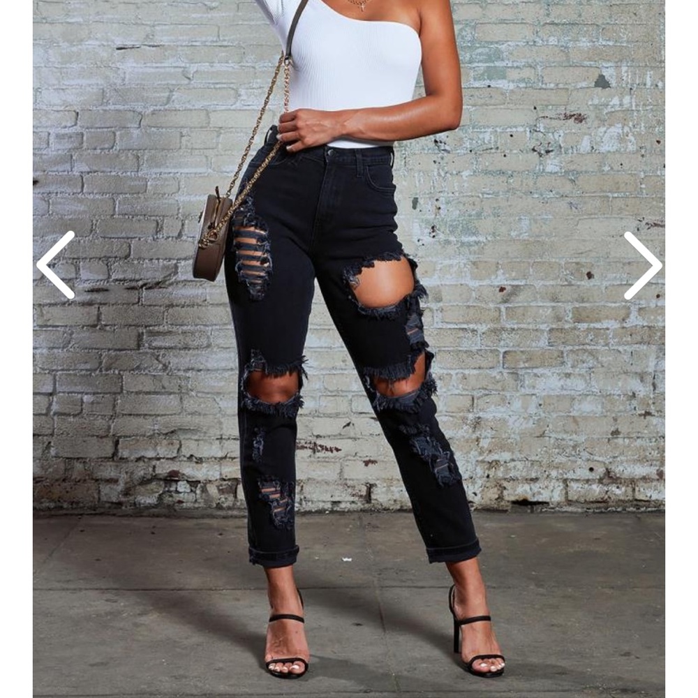 Distressed Black Jean